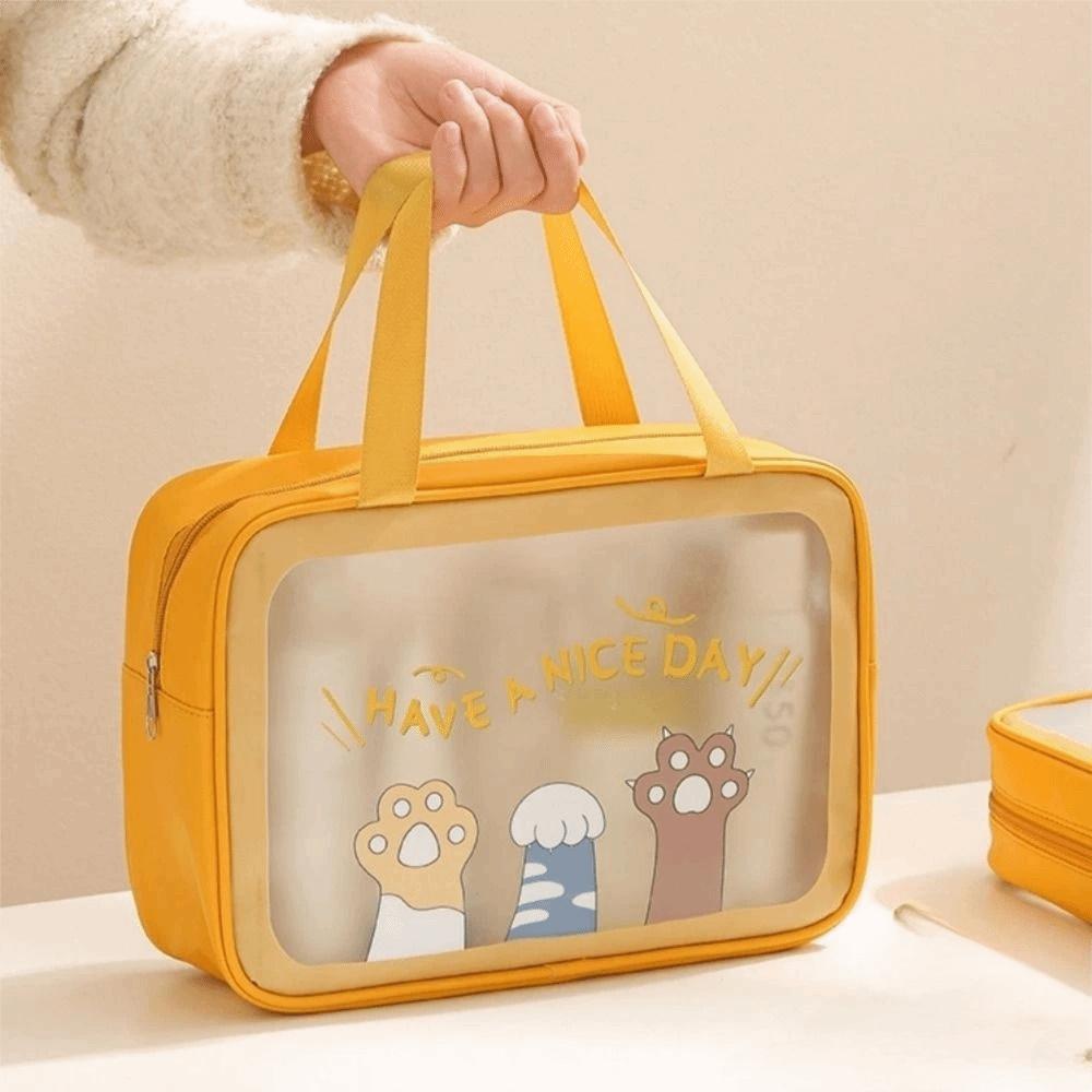 PVC Cartoon Cosmetic Bag Translucent Large Capacity Toiletry Storage Bag Waterproof Swimming Beach Bag Travel Makeup Bag