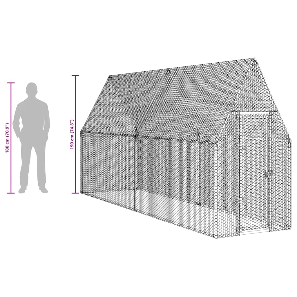 Chicken Coop Silver 400x100x190 cm Galvanized Steel