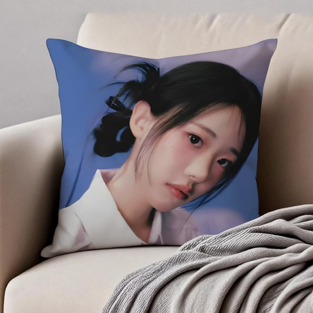 Popular Kpop Idol QWER HHina Jang Nayoung Cushion Cover Pillowcase Antidustmite Invisible Zipper Short Plush Sofa Cushion