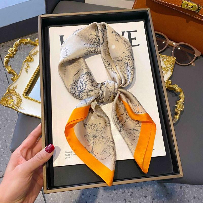 70cm Square Silk-Like Scarf Women Lightweight Fashion Accessory Office Chic Neck Wrap Stylish Print Design