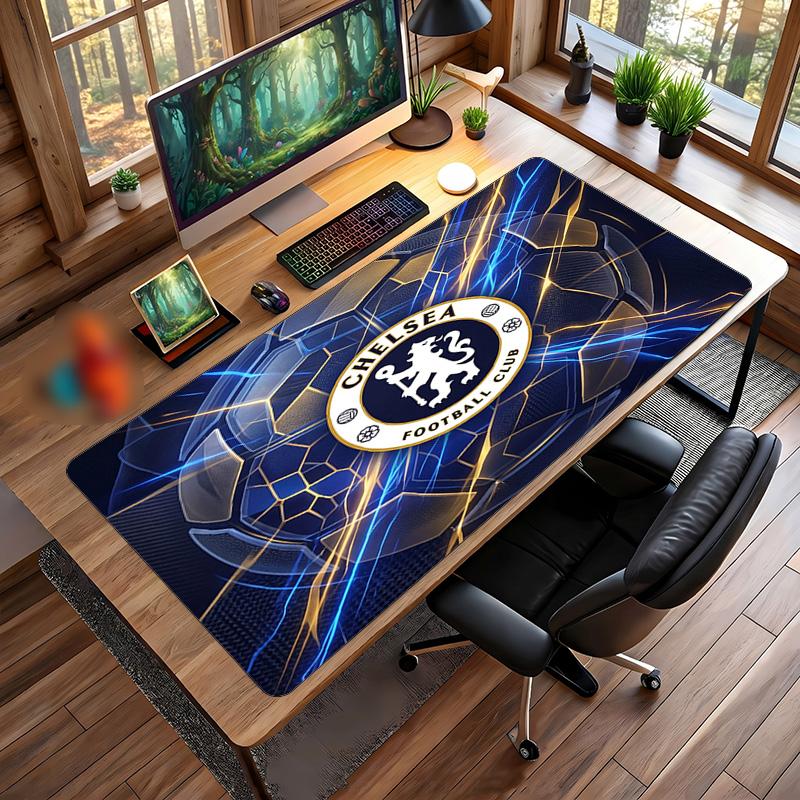Большой игровой коврик для мыши Chelsea FC с принтом, нескользящий, из мягкой резины, для офисного стола, ноутбука, компьютера, Декор