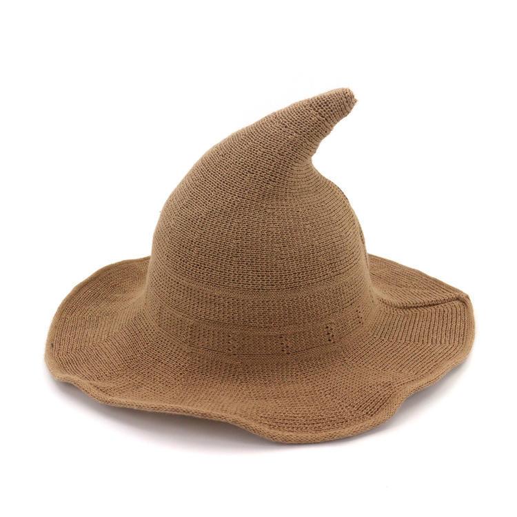 1 Pcs Vintage Halloween Woman Witch Hat Costume Wool Knit Hat Party Coseplay Masquerade Witch Hat Halloween Prop Decoration