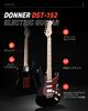 Donner Электрогитара для начинающих ST Coil Mini и Shield в комплекте, черный комплект, тип, Tap, 6-точечное тремоло, усилитель, кейс, ремень, DST-152B