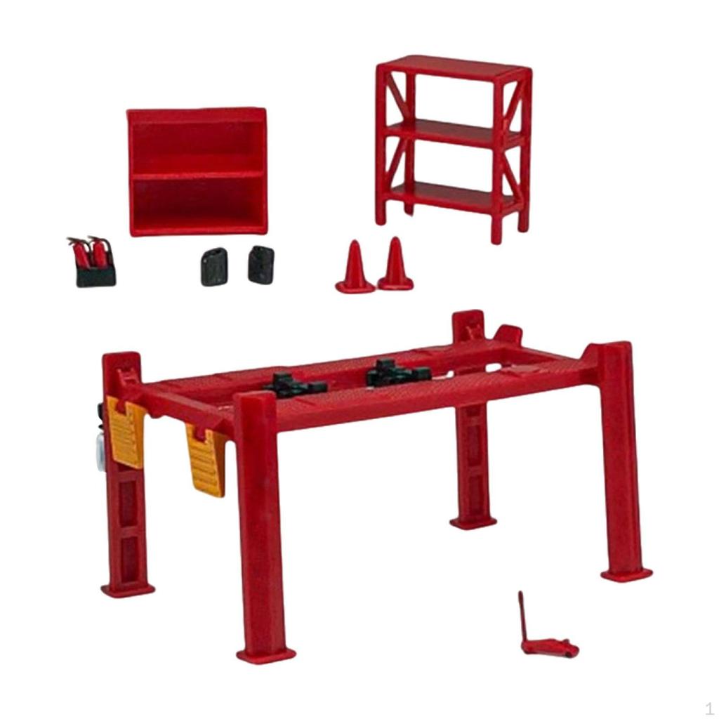 Набор гаражного подъемника 1/64 Модель Симуляция Коллекционный Классическая Миниатюрная Скульптура Машинки Игрушки для Мастерской