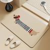 Skater Dachshund Door Mat Small Carpet Cartoon Dog Design with Skateboard Element Anti-slip Rug for Home Decor INS