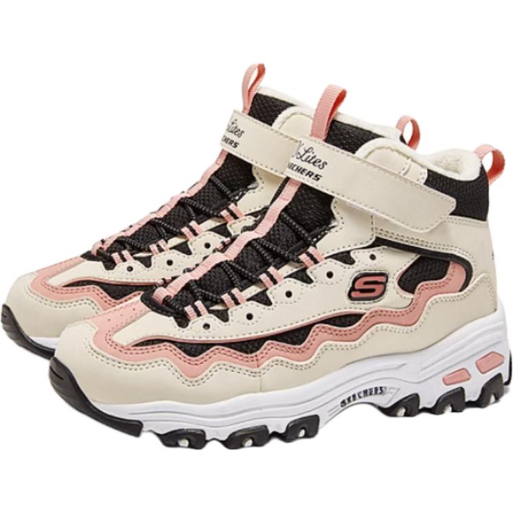 Skechers Универсальные теплые высокие повседневные кроссовки для девочек, нескользящие. Детские кроссовки. Бежевый. 303952L-WBPK