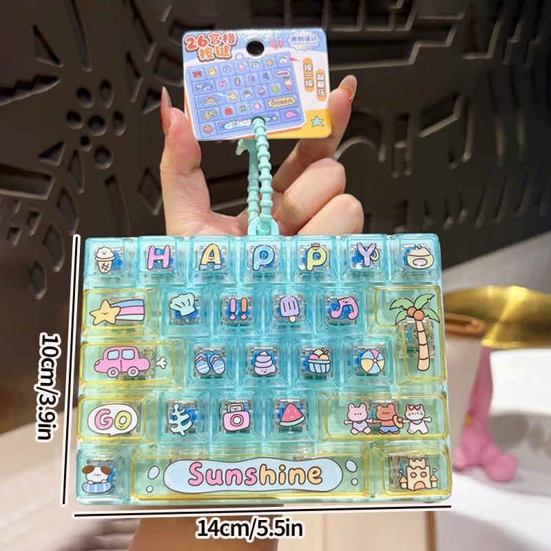 26 Keys Press Keyboard Stress Relief Mechanical Keyboard Clicker Fidget Cartoon Animal Button Keyrings Bags Hanger Pendent Gift