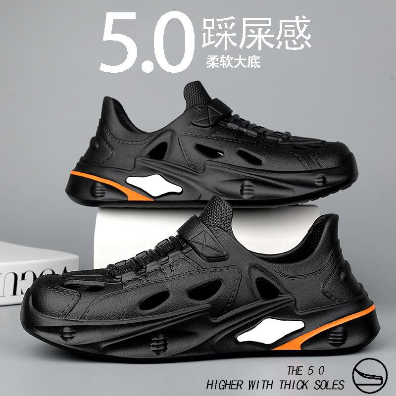 Мода 2025 Обувь-пещеры Мужские сандалии на мягкой подошве для вождения, вонючие сандалии для ношения на открытом воздухе, летние противоскользящие и пахнущие пляжные туфли