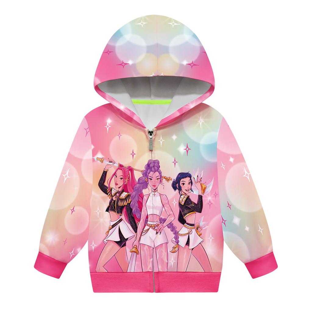 Худи для девочек 3D Мультяшная куртка Толстовка Музыкальная на молнии с капюшоном с длинным рукавом Топы