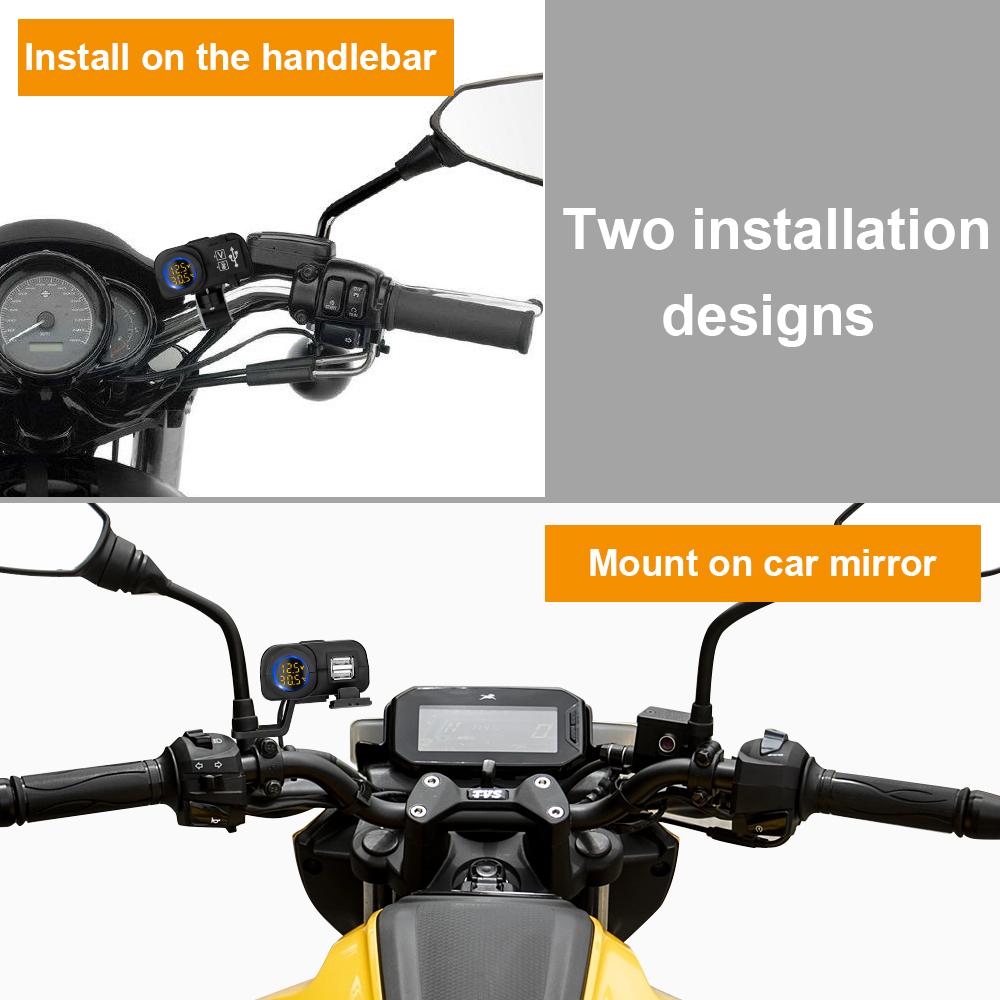 Зарядное устройство для телефона на мотоцикле с цифровым дисплеем 36 Вт QC3.0, быстрое зарядное устройство с двумя USB-входами, вольтметром, термометром, адаптером для сотового телефона