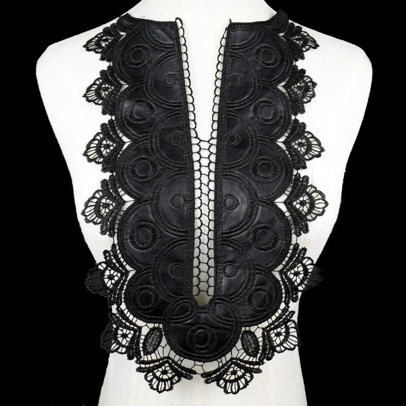 Black DIY PU Embroidery Lace Neckline Collar Lace Fabric Applique Craft Clothing Decorate Accessories Supplies