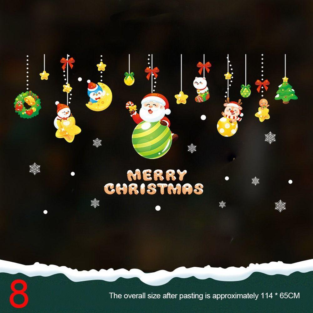 Новогодняя рождественская настенная наклейка Снежинка Санта-Клаус Лось Стеклянная наклейка Подарочная наклейка на окно Домашний декор