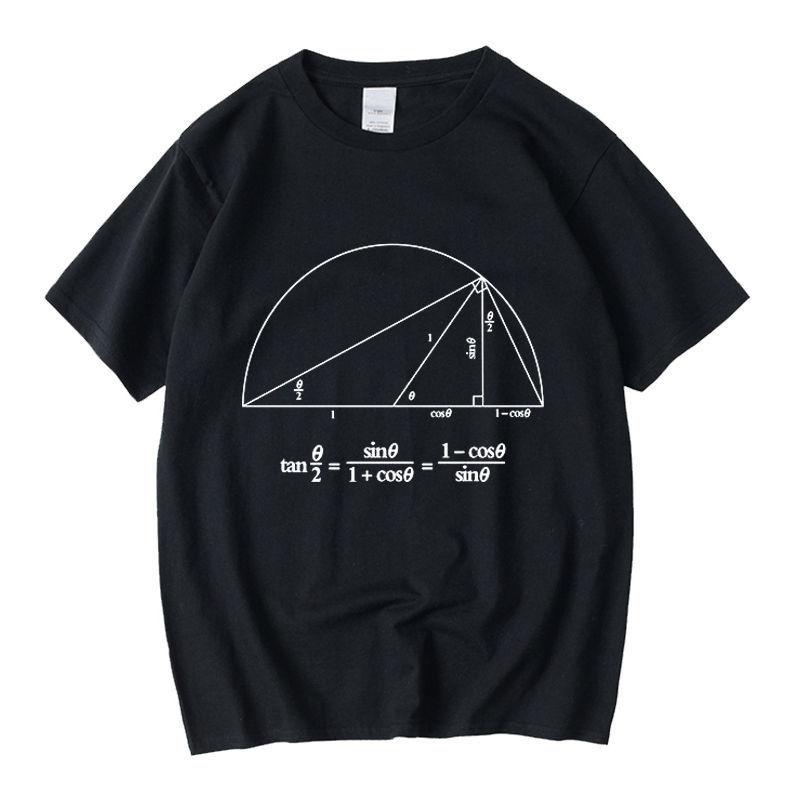 Math Trigonometric Formula Printed Cotton Tee Euler Theorem Pattern Student Fashion Casual Summer Unisex Short Sleeve Tops
