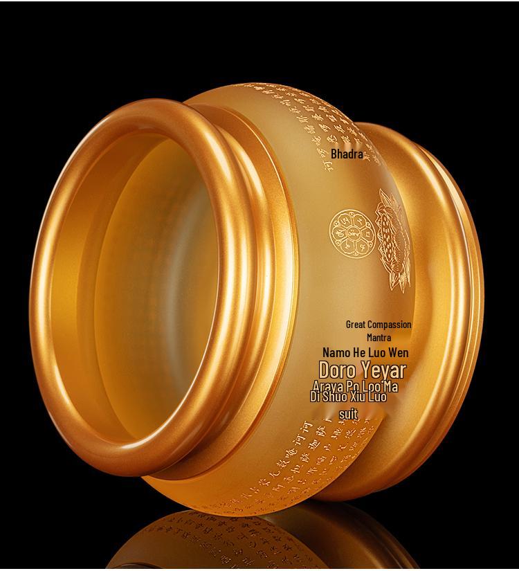 Набор для подношений из чистого медного лиули: Будда, Лампа Гуаньинь, Тарелка, Чашка для воды, Благовонница.