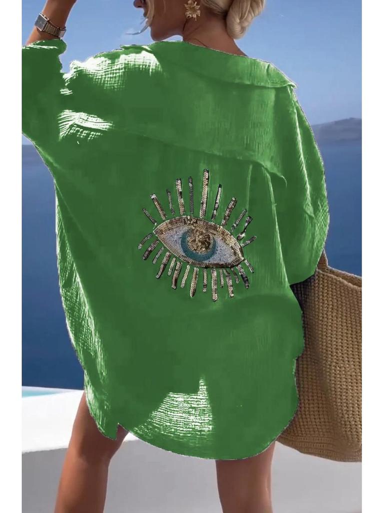 Европейская и американская трансграничная женская повседневная рубашка с длинным рукавом из хлопка и льна с отложным воротником