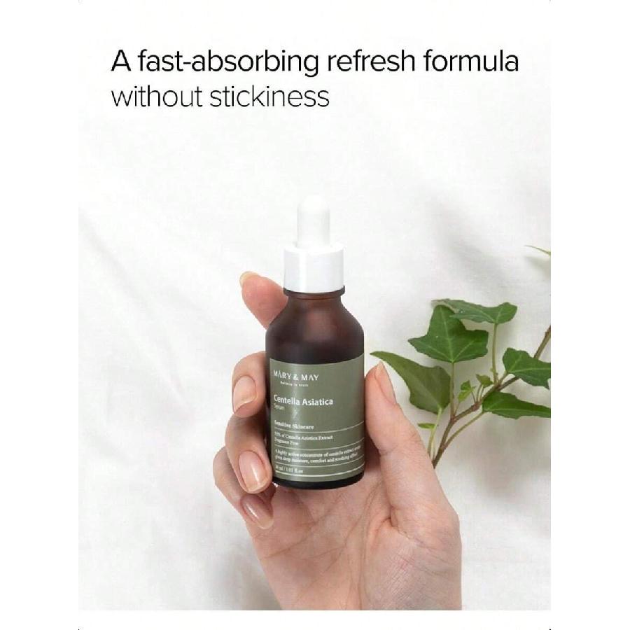 Сыворотка для лица Mary&May Centella Asiatica 30 мл - 95% экстракта центеллы азиатской для мгновенного успокоения кожи, регенерации и повышения эластичности - Корейская сыворотка для лица