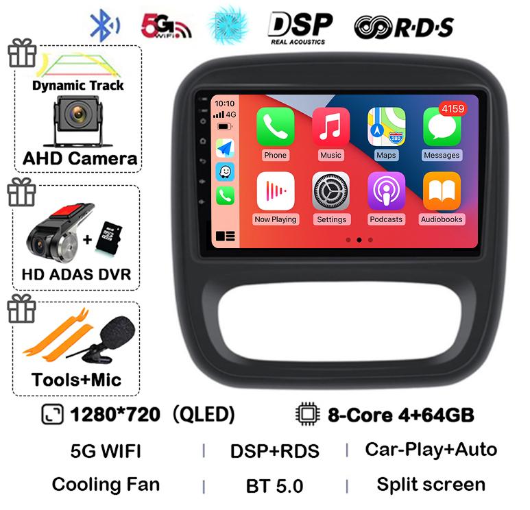 Android 14 Carplay Auto для Renault Trafic 3 2014-2021 Opel Vivaro B 2014-2018 BT Авторадио GPS Мультимедийный Плеер Стерео WIFI+4G