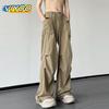 Мужские коричневые летние быстросохнущие беговые брюки с парашютом Y2K, брюки-карго, широкие мешковатые брюки, спортивные штаны в корейском стиле, 2023 г.