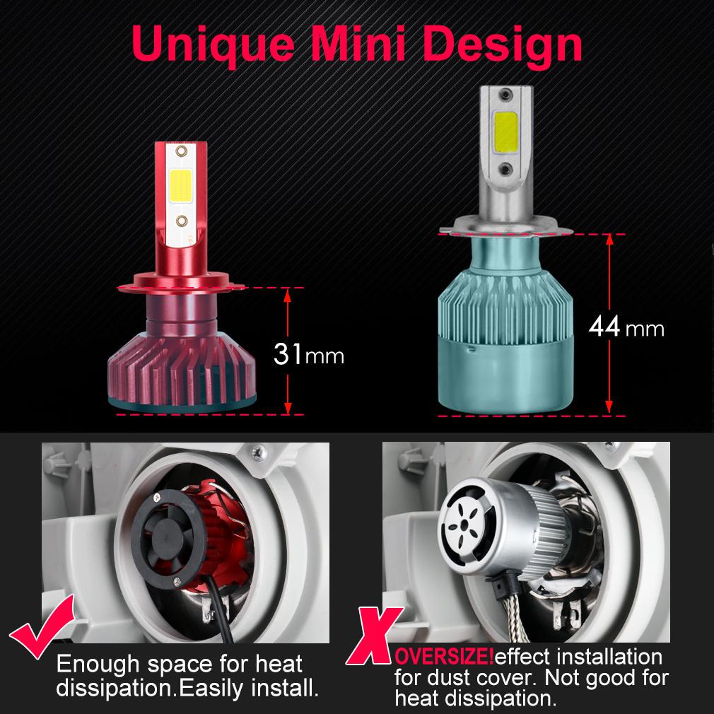 2 шт.H4 H7 светодио дный H1 H3 H8 H11 HB3 9005 HB4 9006 H27 880881 светодиодные лампы мини автомобильные фары лампы 10000LM 50 Вт авто фары 12 В 24 В