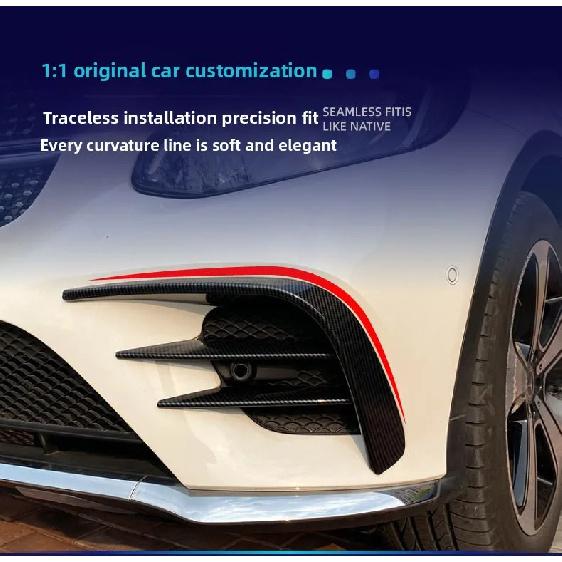 For Mercedes Benz 2016-2019 GLC Class X253 GLC260 300 GLC43 AMG Front Bumper Splitter Spoiler Fog Light Wind KnifeTrim Body Kits