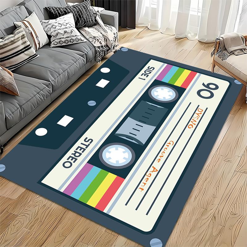 Retro Cassette Tape Design Rug Non-slip rug suitable for living room and bedroom sofas.
