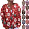 Women's Fashion Christmas Printed Long Sleeve Knitted Cardigan Button Down Jacket