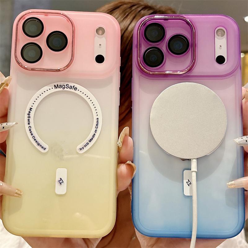 Магнитный чехол с градиентом и двумя цветами для iPhone 17 Pro Max - Совместим с моделями Apple 17/16, силиконовыми 15/14 и трансграничными 13