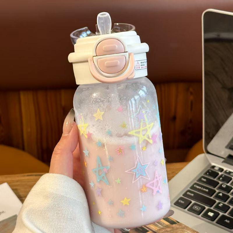 Planet Plastic Star Straw Cup: Cute Large Capacity Summer Water Cup for Girls