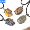 Европейская и американская мода, полудрагоценный камень, медь, натуральный камень, хрустальный цветок, подвеска, женское ожерелье, простое ожерелье