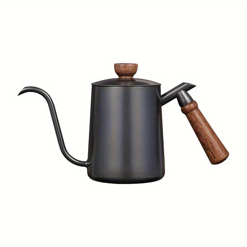 600ML Stainless Steel Pour Over Coffee Kettle with Wood Handle Long Spout Drip Brewer for Home Barista