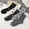 Женские осенне-зимние носки средней длины, универсальные серые женские милые однотонные носки