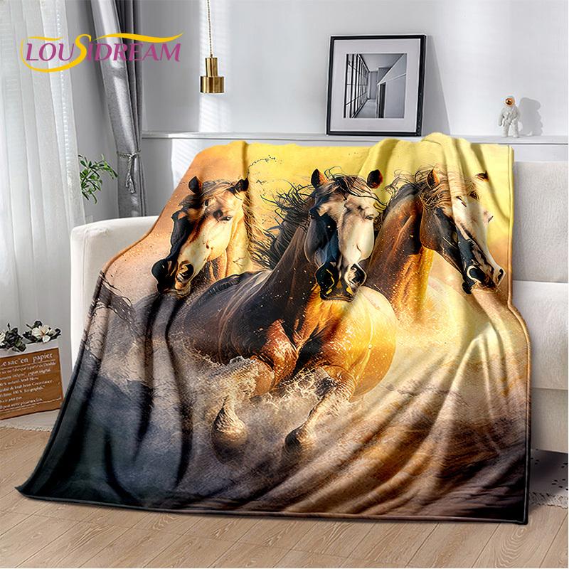 Horse Pentium Gallant Steed 3D Animal Blanket,Soft Throw Blanket for Home Bedroom Bed Sofa Picnic Travel Office Cover Child Gift