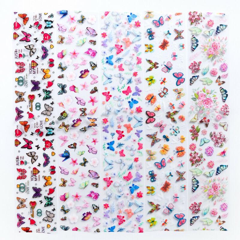 10 Pcs Holographic Nail Foil Set Transparent Butterfly Nail Art Transfer Sticker