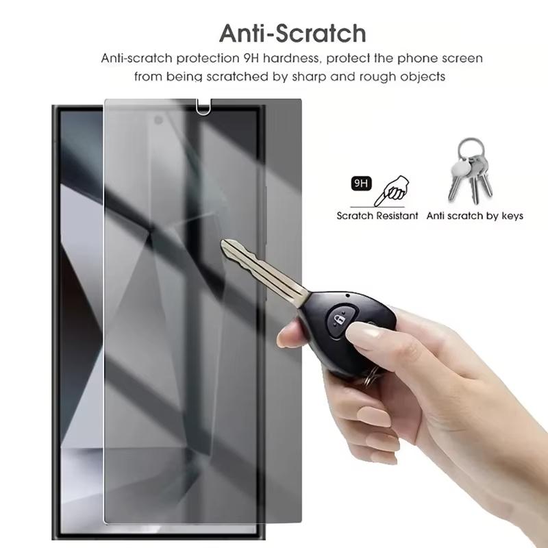 Защитное стекло с защитой конфиденциальности для Samsung Galaxy S23/S22/S21 Plus/Note20/S24/S25/S26 Ultra и iPhone 17/16 - Защита от отпечатков пальцев, от разбиения, от царапин, от масляных пятен - 1 шт.