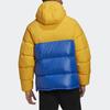 Adidas Оригинальный трилистник, пуховик Regen с цветными блоками, пуховик с длинными рукавами и капюшоном, зимние мужские куртки, желтый, синий GE1331