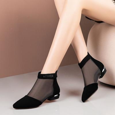 Женские ботильоны на низком каблуке, сетчатые босоножки, короткие сапоги со стразами для женщин, летние стильные сексуальные босоножки, женские дышащие босоножки