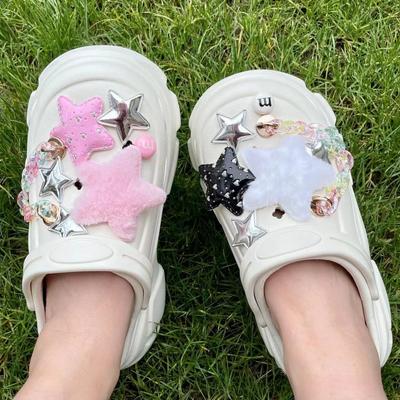 Очарование для обуви, булавки «сделай сам», блестящая пятизвездочная цветная цепочка, декоративная пряжка для обуви с отверстиями, набор подвесок, аксессуары, подарок для детей для мальчиков и девочек