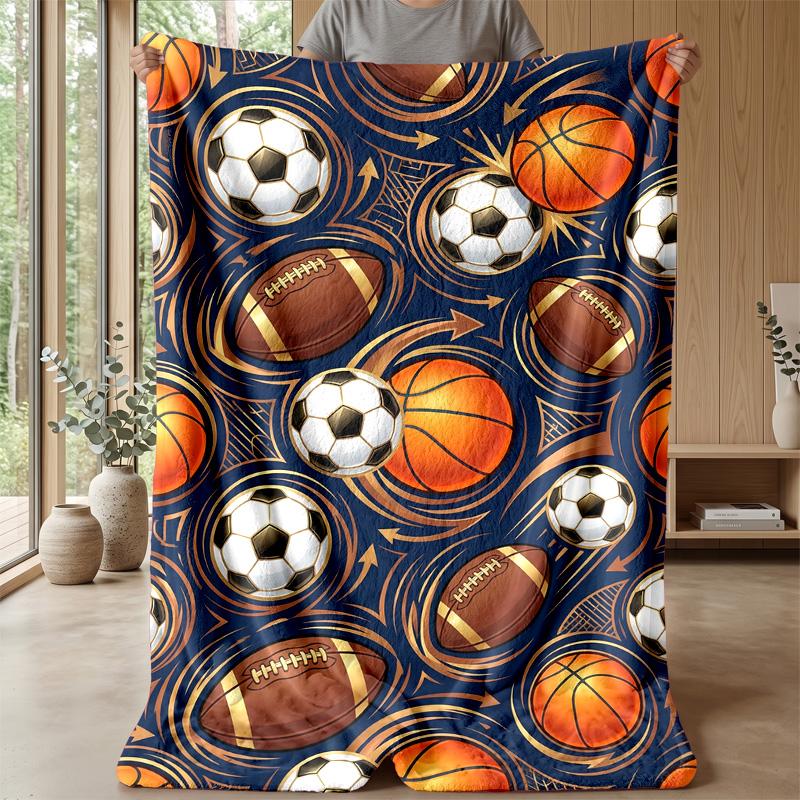 Sports Ball Pattern 7 Theme blanket Lightweight Warm Flannel Blanket Decorative Throw Blanket for Home Decoration