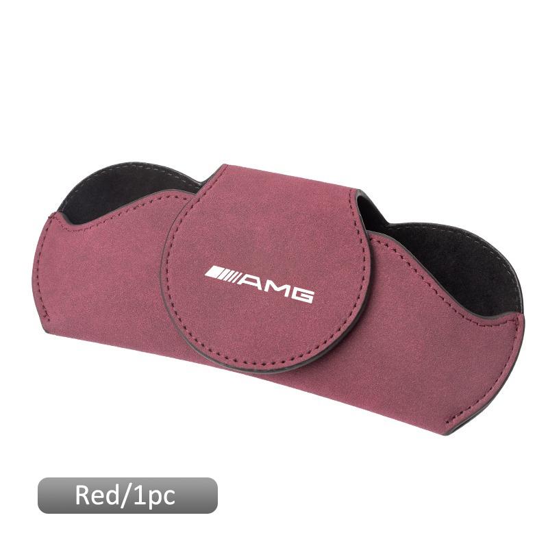 Leather Auto Sun Visor Glasses Box Car Badge Sunglasses Clips For Mercedes Benz B/C/E/S Class A Class C200L GLC GLK CLA GLA BV4