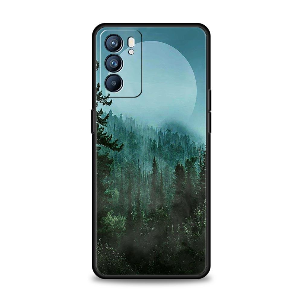 Геометрия Леса Деревянный Чехол для Телефона Для Oppo Reno8 Reno7 Reno6 Pro A54 5G Find X6 X5 A53 A52 A9 A15 A95 A17 A16 A76 A57 A31 Обложка