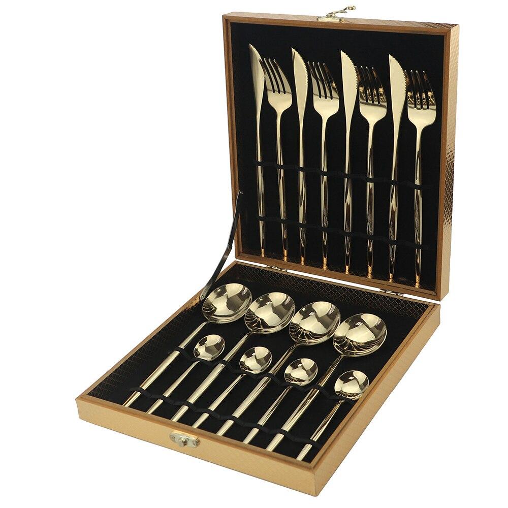 16pcs Luxury Dinnerware Gift Set Stainless Steel Fork Knife Spoon Cutlery Set Wedding Gift Flatware Set With Gift Box