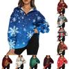 Women's Casual Fashion Long Sleeve  Print Oversize Zip Sweatshirt Top