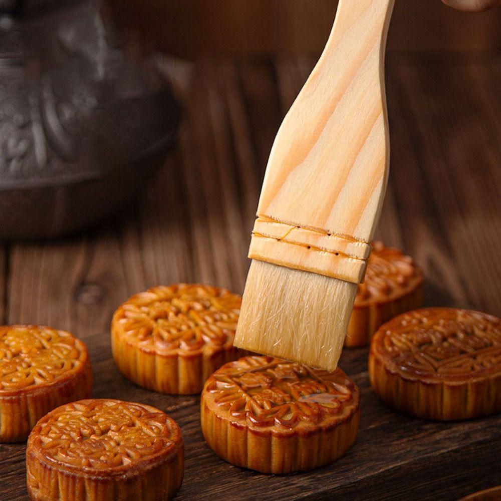 3pcs Wooden Handle Barbecue Oil Brush Wool Kitchen Brush Baking Brush Sauce Brush  Mooncake