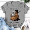 Sloth Sorry I Can't I'm Very Busy Print T-shirts For Women Summer Short Sleeve Round Neck Cute T-shirt Creative Personalized Tops