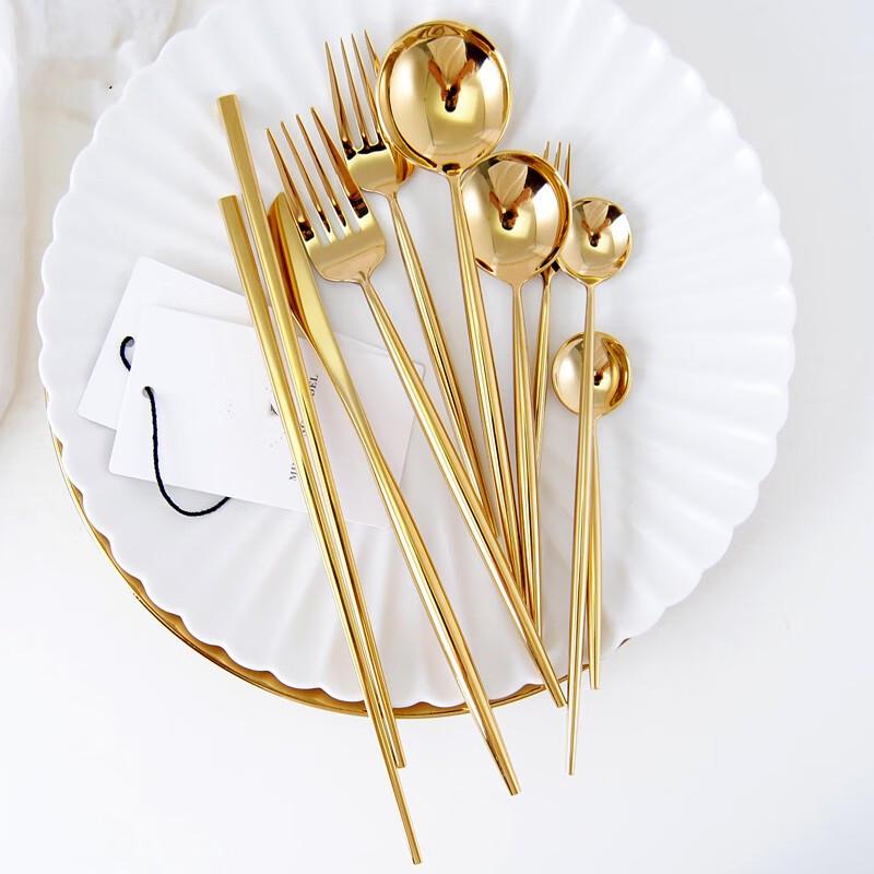 Набор столовых приборов Zebian 304 из нержавеющей стали, зеркальное золото