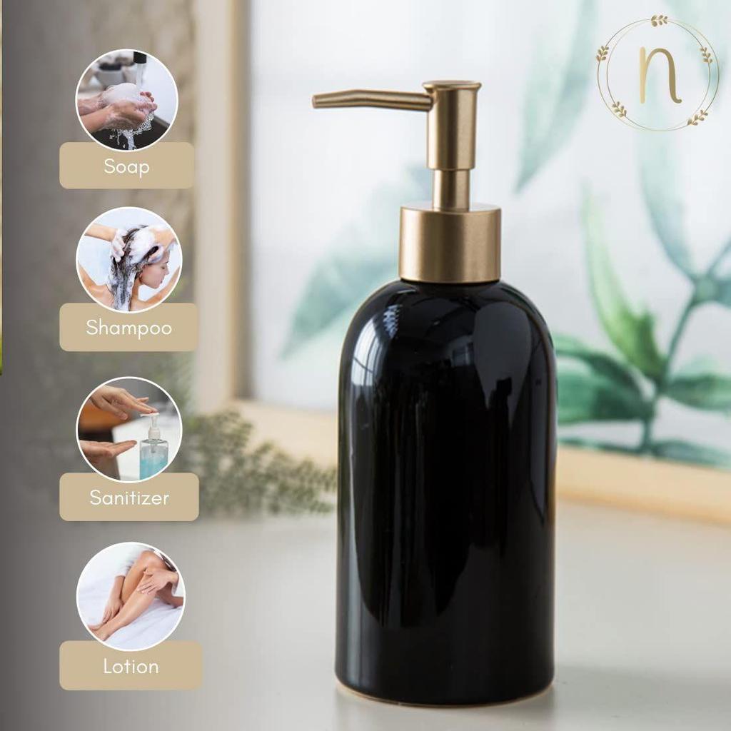 Керамический дозатор жидкого мыла для ванной (420 мл) - Бутылка-дозатор для мытья рук с помпой для кухни - Дозатор мыла для раковины