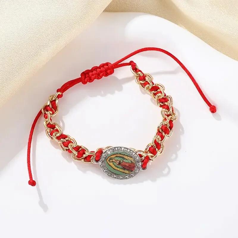 Exquisite Zircon Catholic Virgin Mary of Guadalupe Medal Necklace Women's Fashion Good Luck Amulet Jewelry