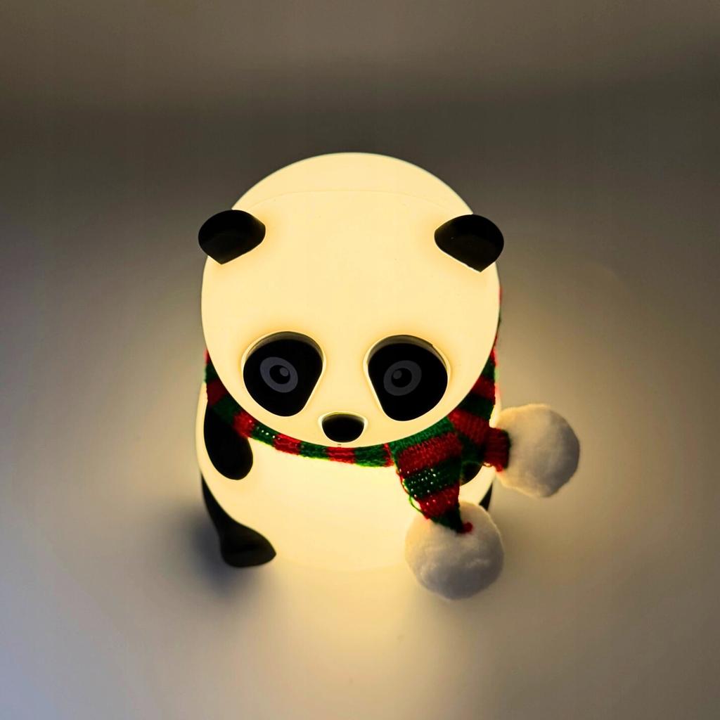 Lampka Nocna Silikonowa Panda Miś W Szaliku Dziecięca Led Rgb Dotykowa