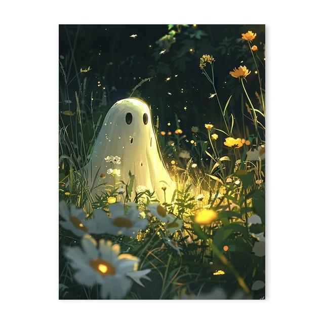 Halloween Horror Ghosts Black Cats Retro Landscape Canvas Prints Spooky Country Wall Art Posters for Living Room Home Decor