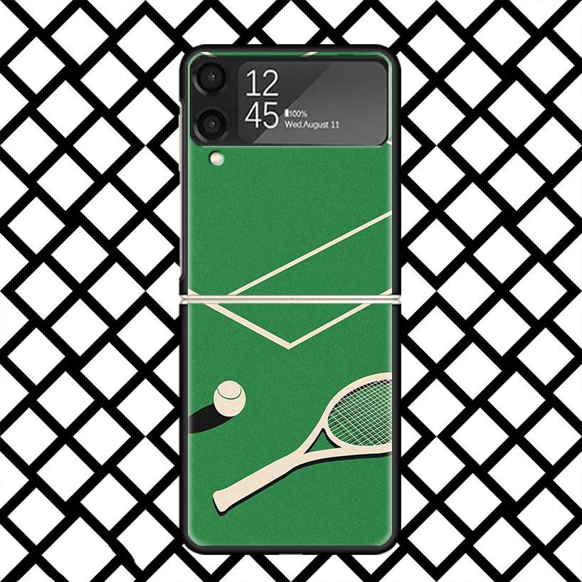 Tennis Sport Phone Case For Samsung Z Flip 7 6 5 4 3 Galaxy ZFLIP7 ZFlip6 5G Flip5 Flip4 Flip3 5g Black Hard Cover